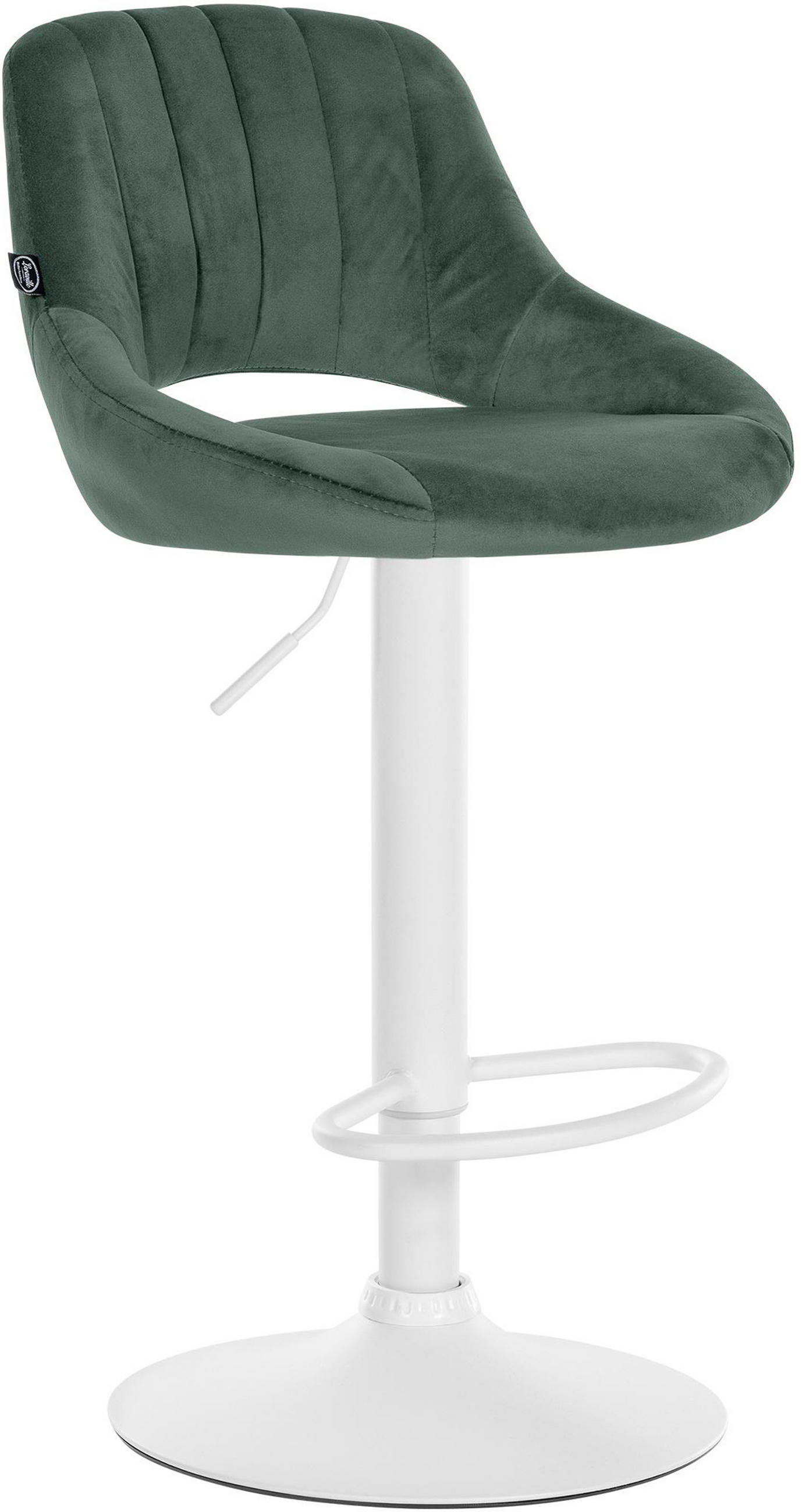 BARHOCKER Milos Samt weiß grün - Weiß/Grün, Textil/Metall (47/106/48cm) - TPFLiving