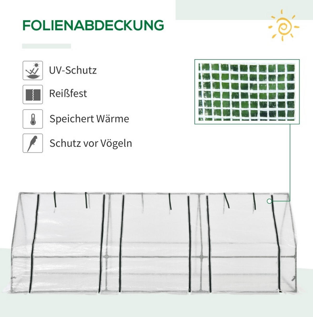 GEWÄCHSHAUS 270/90/90 cm Weiß aus Stahl mit 3 Rollfenstern - Weiß, Metall (90/90/270cm) - OKMYHOME