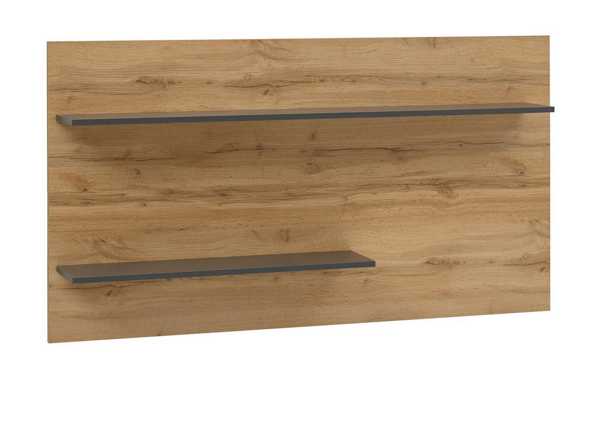 WANDPANEEL grau matt und Eiche Wotan 155 x 80 cm, Wandregal hängend - Eiche Wotan/Grau, Holzwerkstoff/Metall (155/80/20cm) - Furn.Design