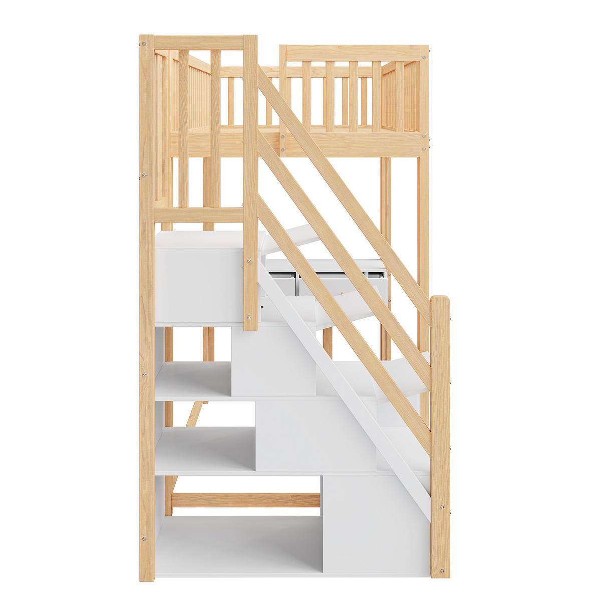 HOCHBETT 90/200 cm aus Kiefernholz mit Multifunktionstisch, Weiß - Eichefarben, Holz (90/200cm) - OKMYHOME