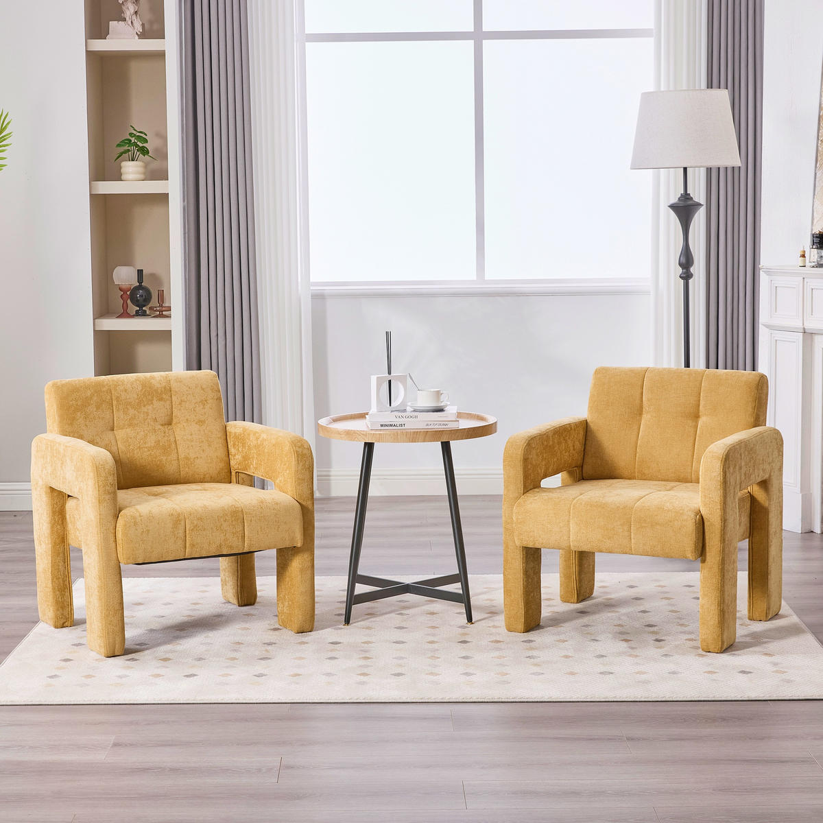 SESSEL Einzelner Sessel,dicke Polsterung,Chenille,Gelb - Gelb, Textil (67.5/74.5/69cm) - LVHOM