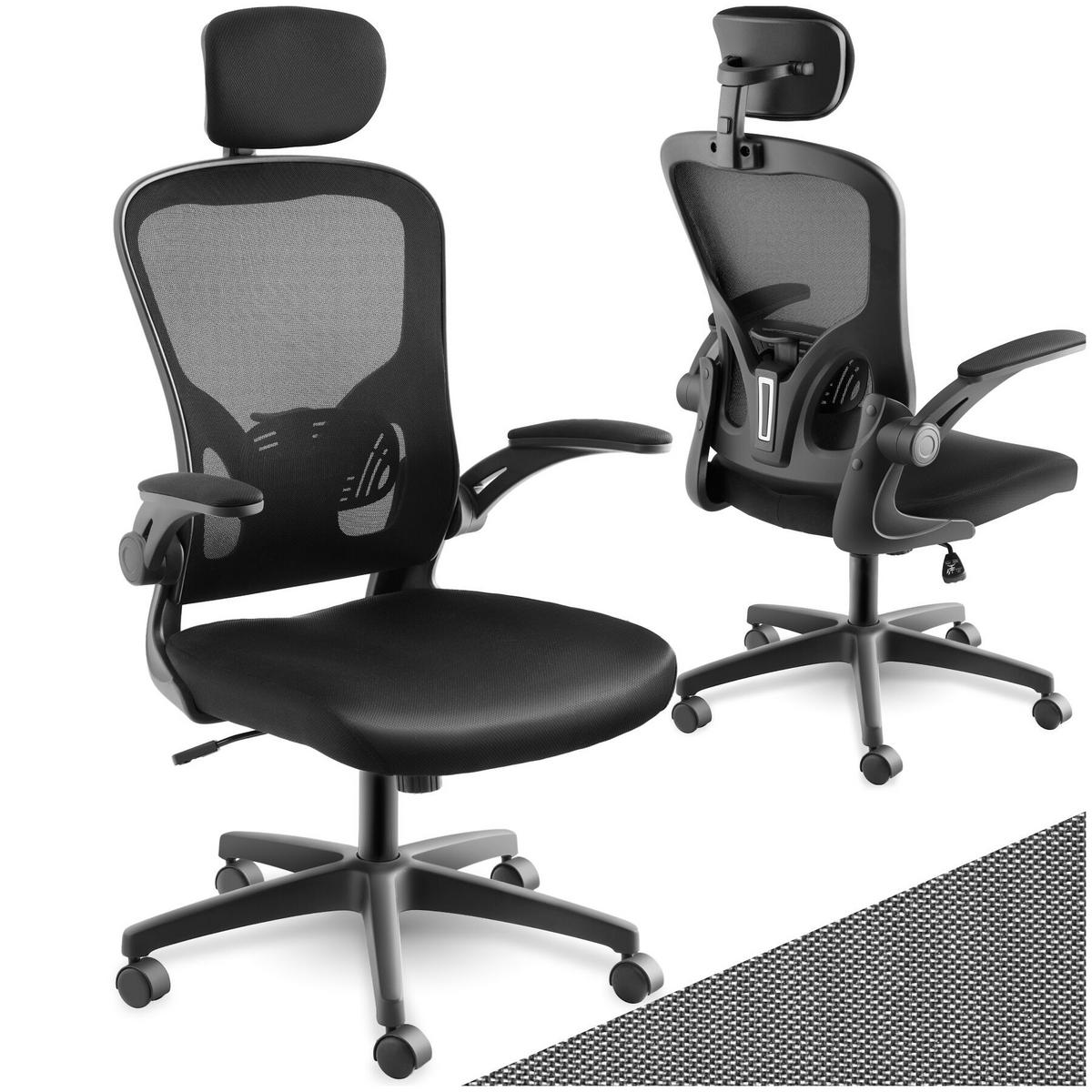 BÜROSTUHL Arges, stufenlos höhenverstellbar, schwarz - Schwarz, Kunststoff (68/131/63cm) - tectake