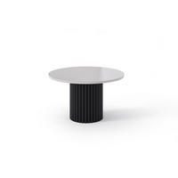 KAFFEETISCH Sabina 67 x 42 cm, runder, mit geriffeltem Standfuß, kaschmir, schwarz - Kaschmir/Schwarz, Metall (30/67/42cm) - Margaret Hadas24
