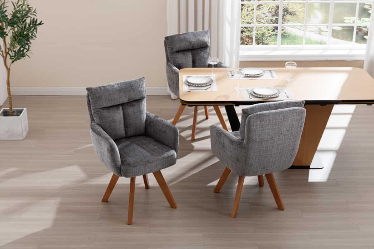 STUHL BIG GEORGE Chenille Grau 90 cm - Braun/Grau, Holz/Kunststoff (60/92/67cm) - riess-ambiente