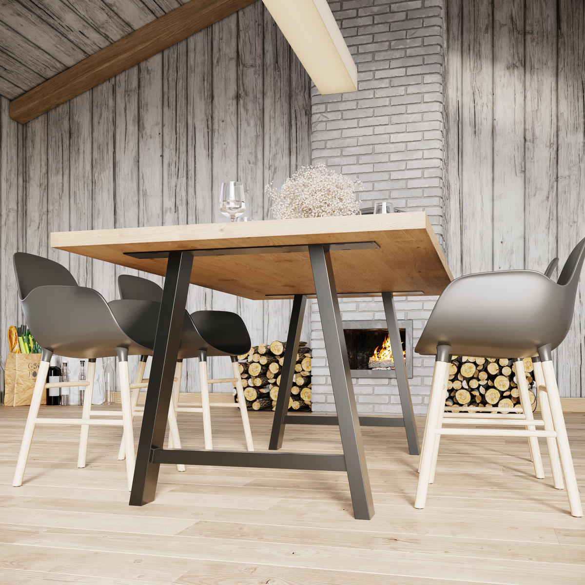 TISCHBEINE Thusia Lite A 2er-Set Schwarz 72cm - Schwarz, Metall (72/72/8cm) - Metalo Pro