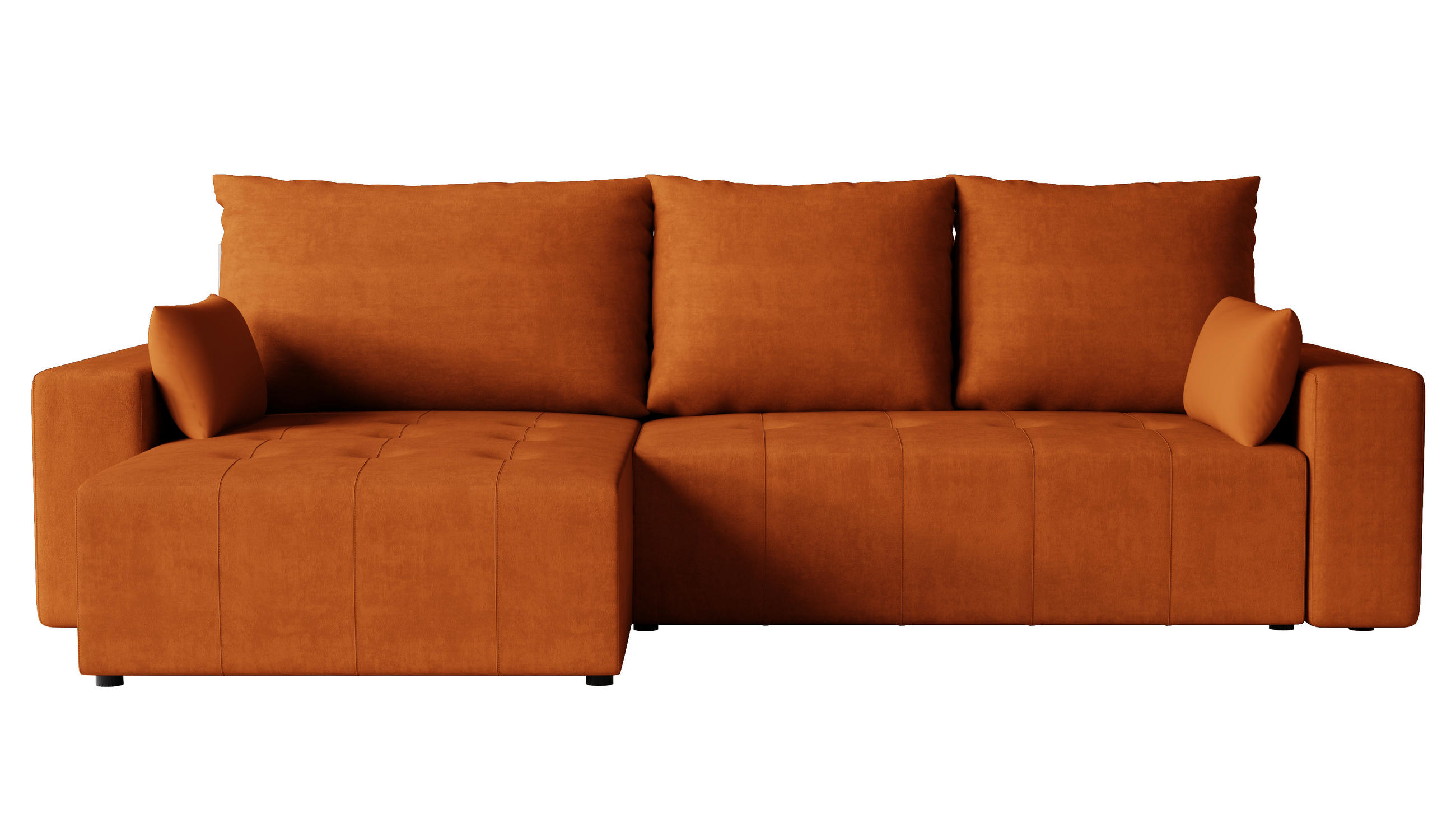 ECKSOFA Tico mit Bettkasten und Schlaffunktion, L-Form/XL-Form, Velourstoff, Universal - Rostfarben, Holzwerkstoff (276/145cm) - 4ALL HOME