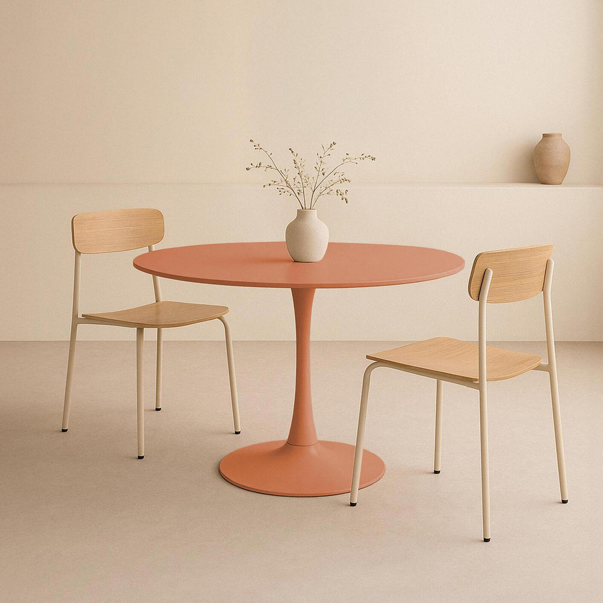 ESSTISCH, Terrakotta - Rot, Holz (100/100/74cm) - Oviala