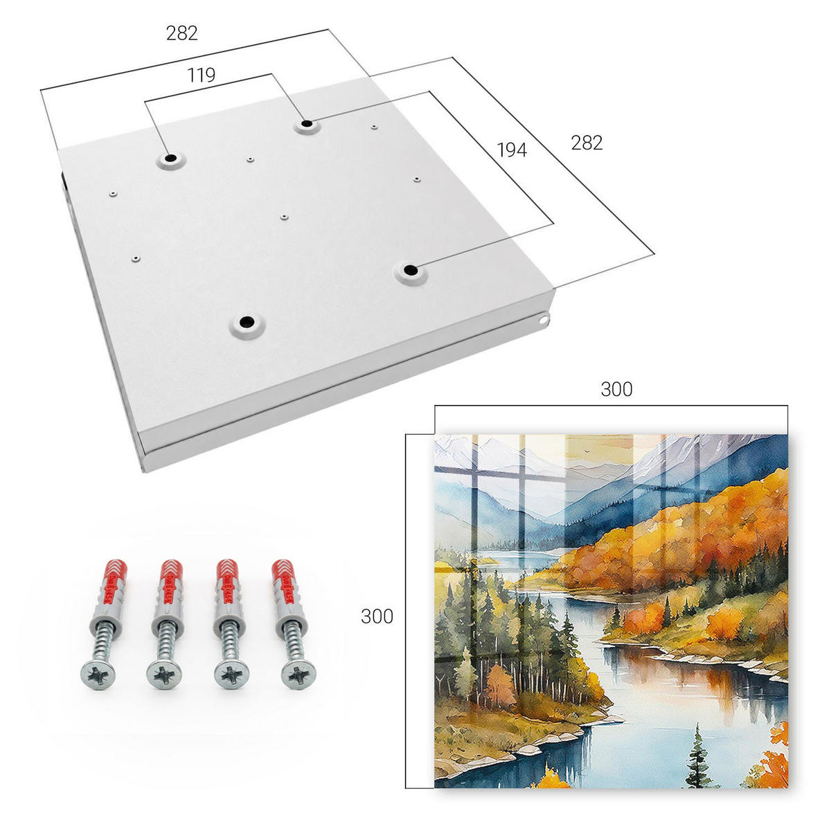 SCHLÜSSELBOX Weiß 30x30 cm – Türöffnung nach rechts - Bergherbst - Orange, Metall (30/30/5cm) - TULUP