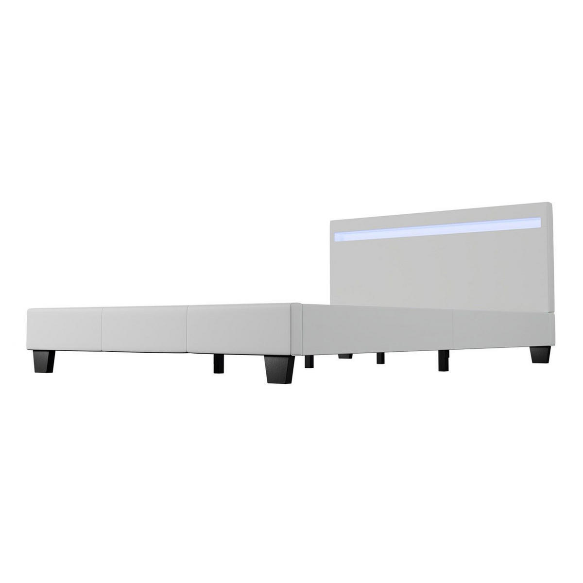POLSTERBETT Verona mit Matratze und LED weiß 120x200cm - Weiß, Textil (120/200cm) - Juskys