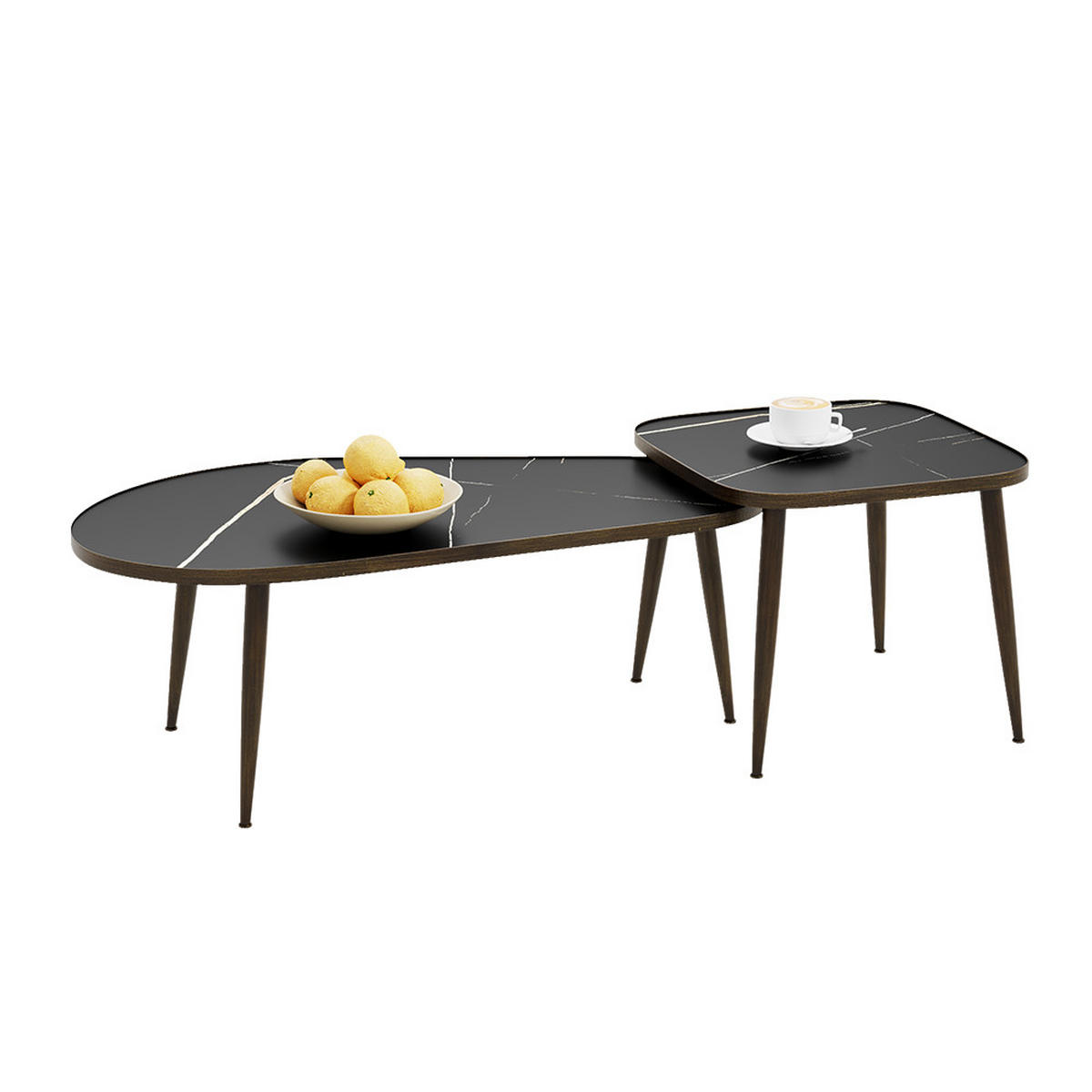 COUCHTISCH-SET Manitoba Schwarz 105 x 64,5 cm 2 Teile - Schwarz, Holzwerkstoff (64.5/105/35cm) - Vicco