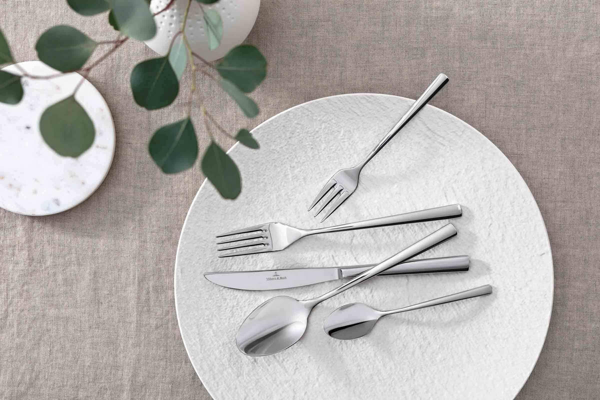 TAFELBESTECK Piemont silber 30er Set - Silberfarben, Metall - Villeroy & Boch