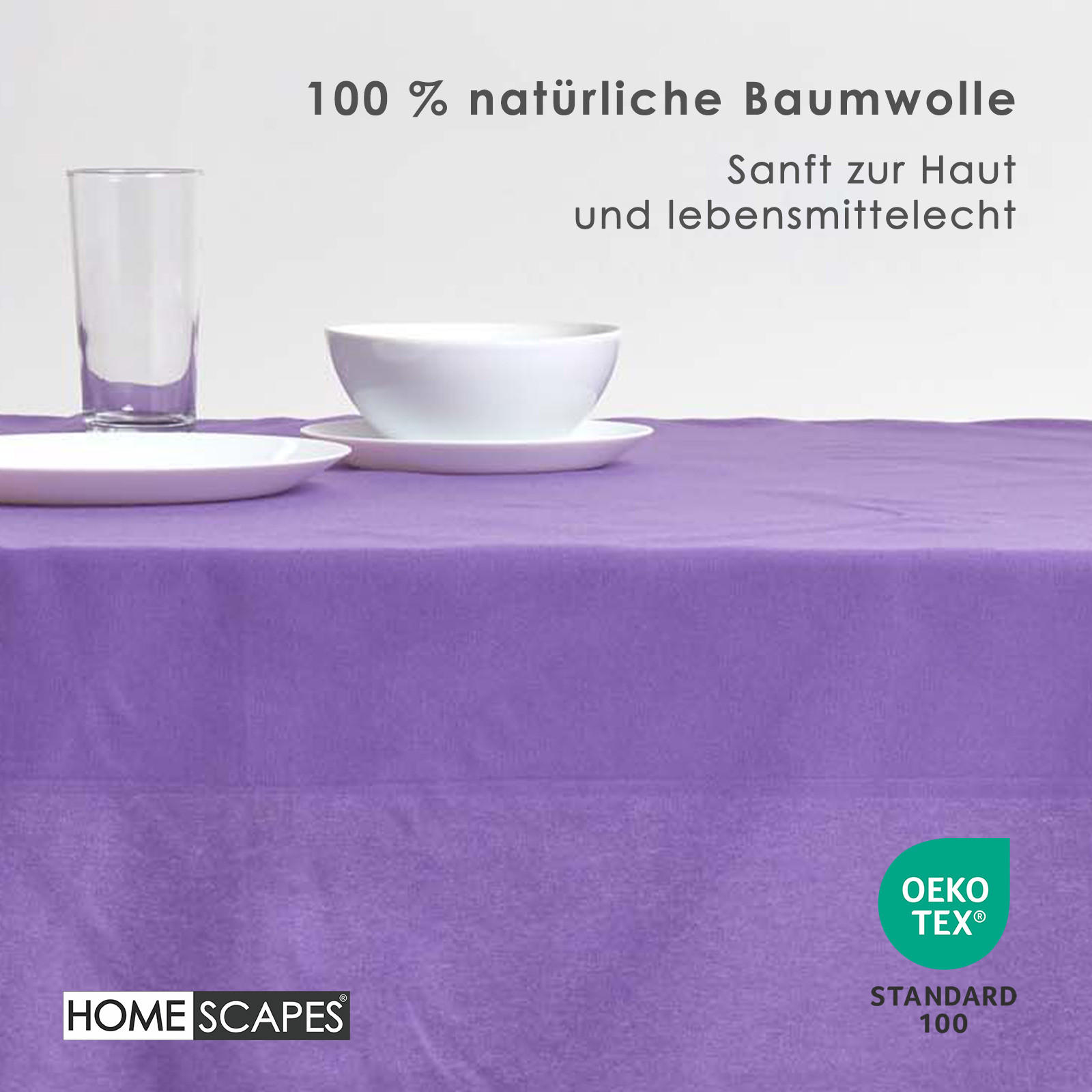 TISCHDECKE lila 137/178 cm, 100% Baumwolle - Lila, Textil (137/178cm) - Homescapes