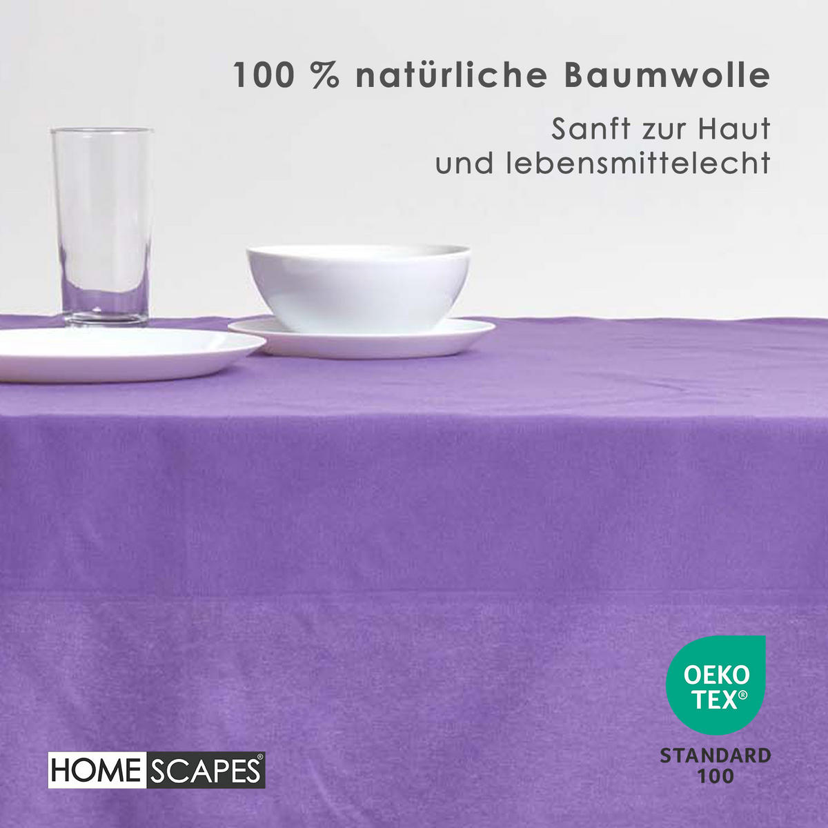 TISCHDECKE lila 137/137 cm, 100% Baumwolle - Lila, Textil (137/137cm) - Homescapes