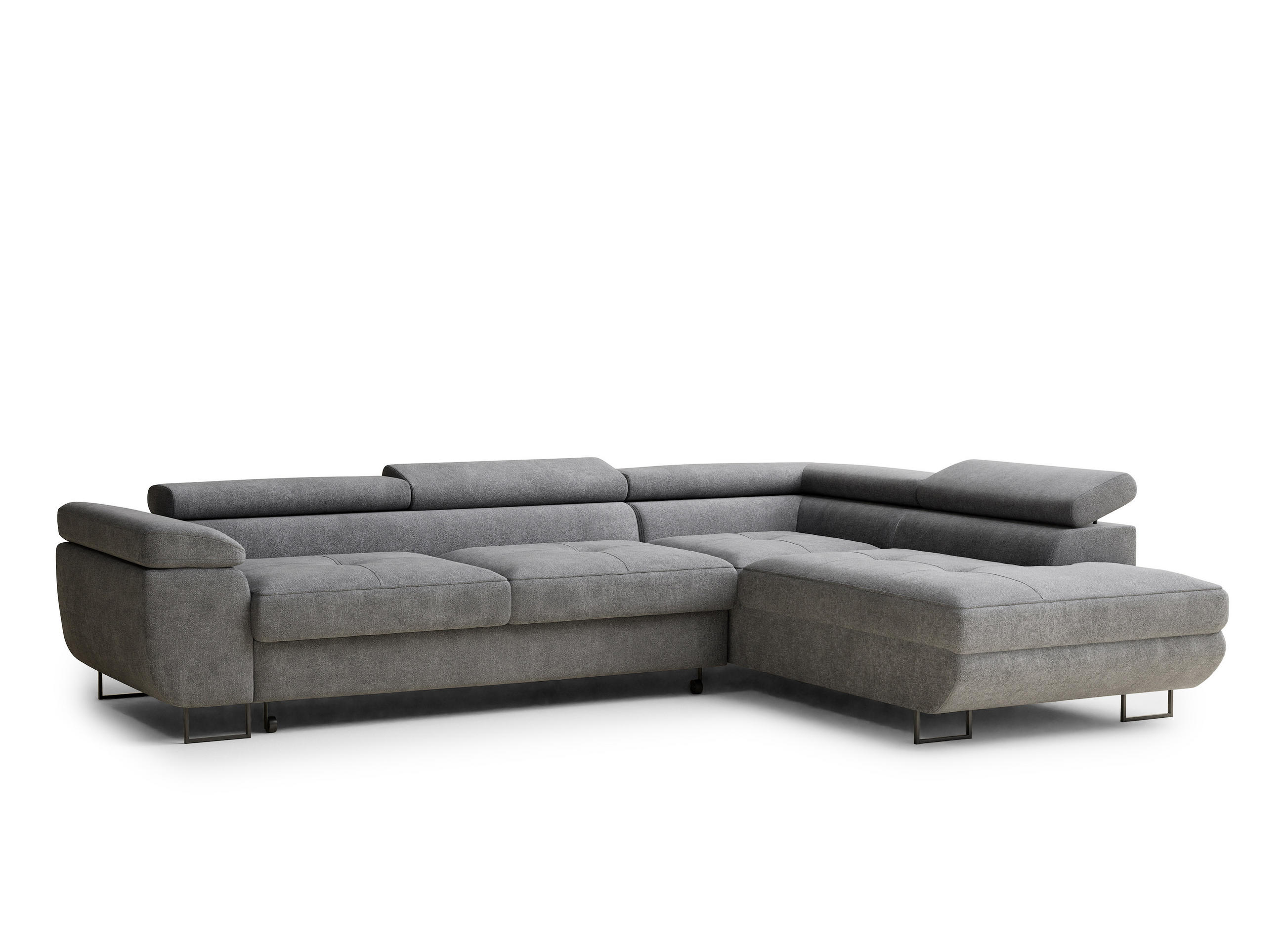 ECKSOFA Concord Grau Chenille-Stoff - Rechts Seite - Schwarz/Grau, Holz/Holzwerkstoff (277/203cm) - Maison de Reve