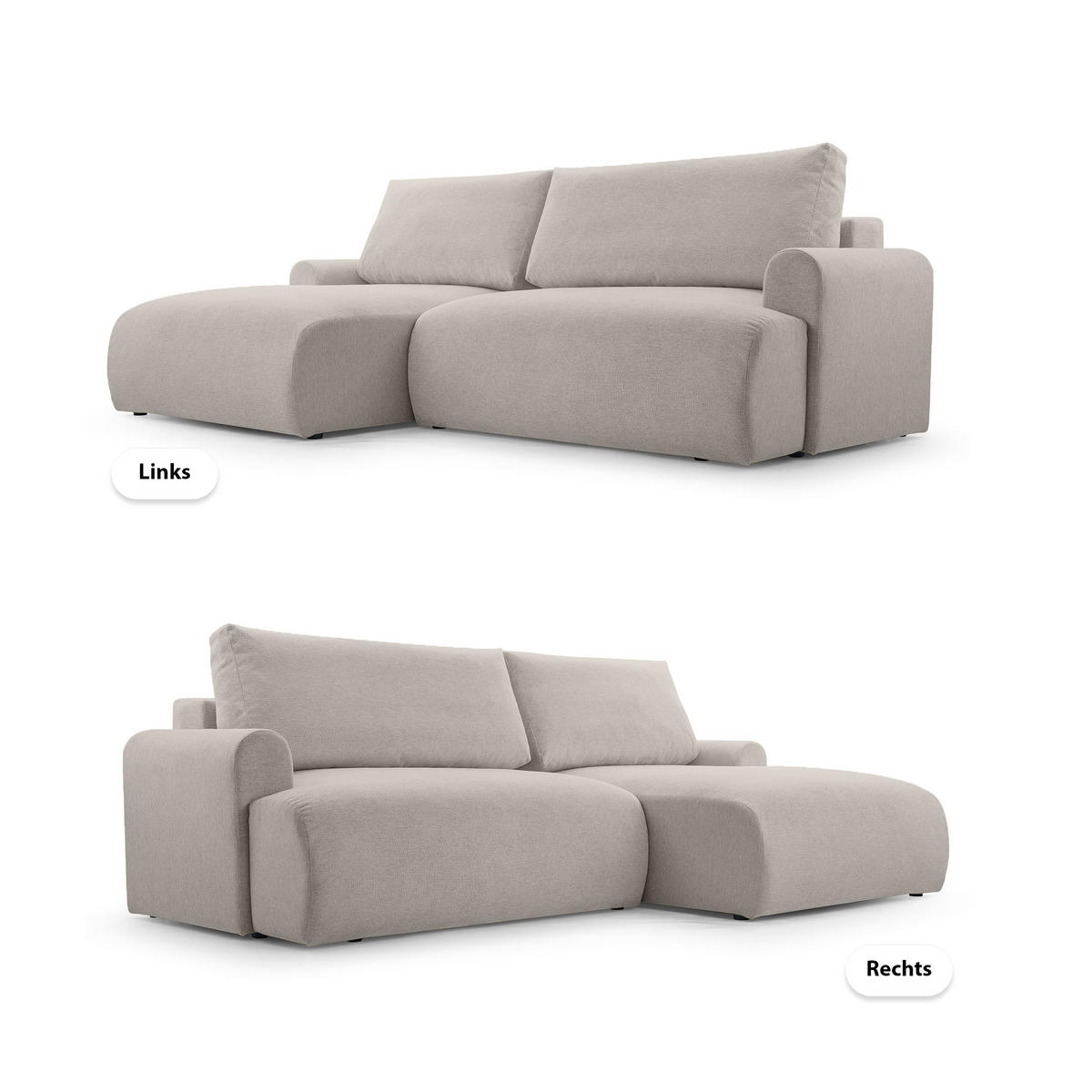 ECKSOFA mit Schlaffunktion Brauel, Beige - Beige, Textil (150/260cm) - Meblito
