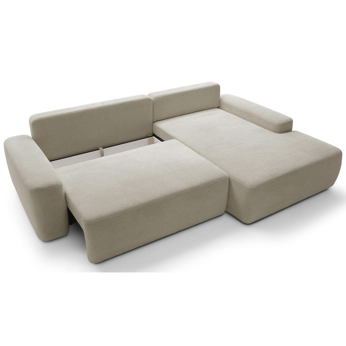 ECKSOFA Baleo Beige Chenille-Bezug - Beige/Schwarz, Kunststoff/Textil (264/162cm) - Selsey