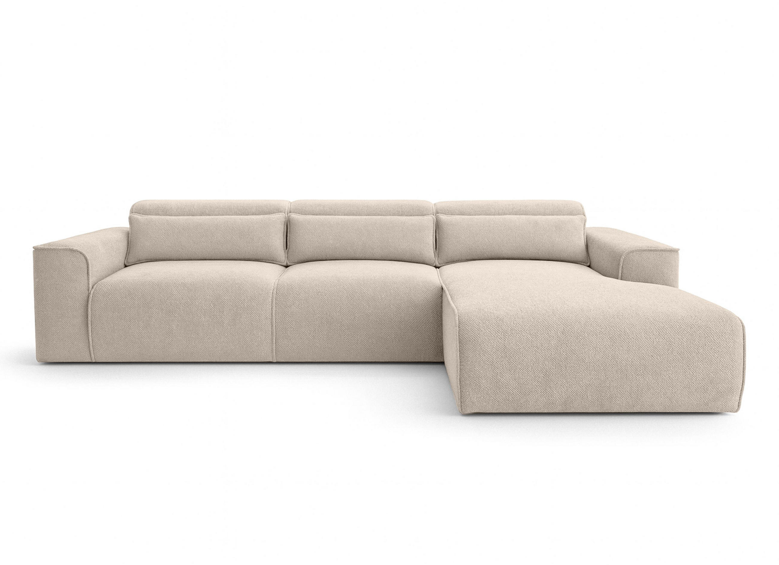 ECKSOFA L Form Ruyam Creme 310/165/78 cm – Schlaffunktion Rechts - Creme/Schwarz, Kunststoff/Textil (310/170cm) - AX Living