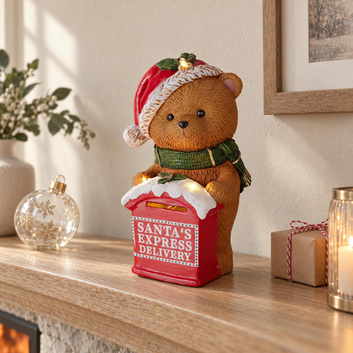 TEDDYBÄREN mit Briefkasten 19,5/19/30 cm - Braun, Stein (19/30/19.5cm) - Home Styling Collection