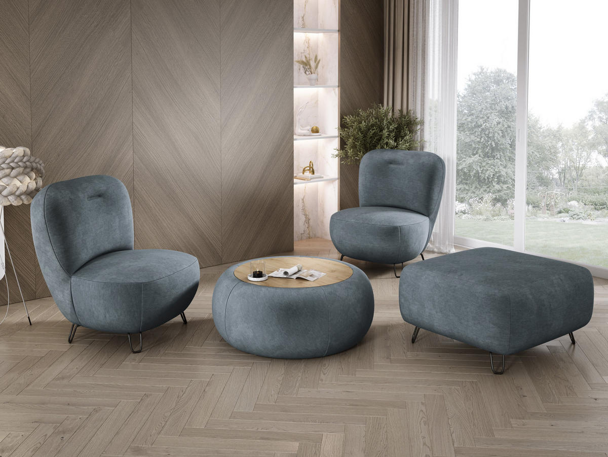 SESSEL LUIS, Skandinavischer Stil – Freistehend, 82×56×82 cm, NAVY - Blaugrau/Schwarz, Holz/Textil (82/82/66cm) - DomoHome