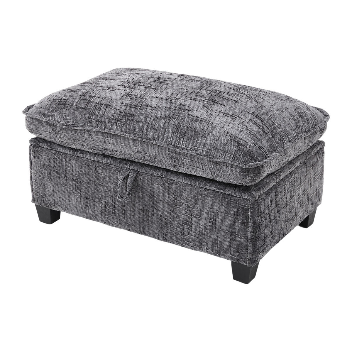 ECKSOFA mit USB-Anschluss und Seitentasche Chenille Grau 279/83/85 cm - Grau, Textil (279/83cm) - OKWISH