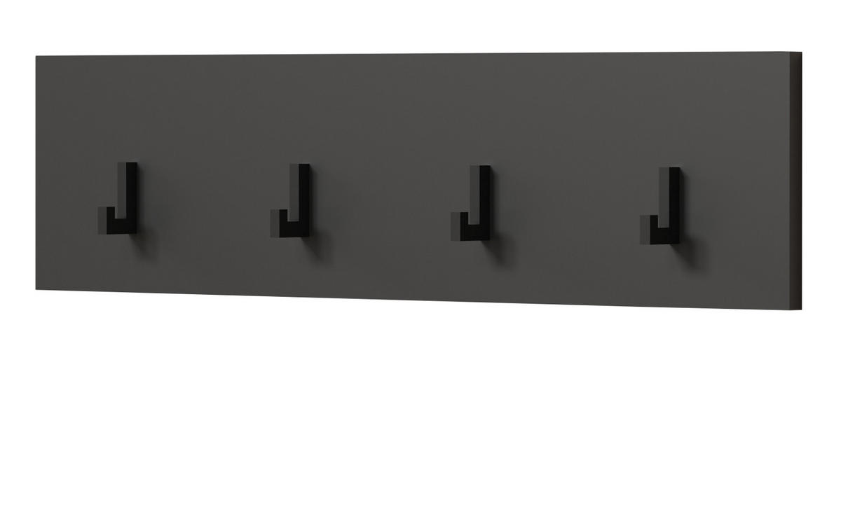 GARDEROBENLEISTE grau 80 x 20 cm, Wandgarderobe mit 4 Haken - Anthrazit/Grau, Holzwerkstoff (6/20/80cm) - Top.Furn