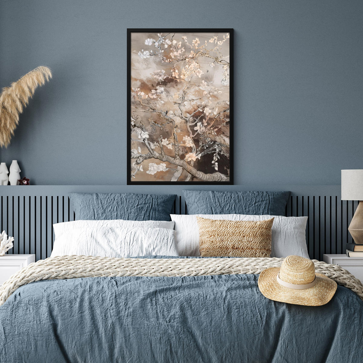 POSTER MIT RAHMEN Mandelblüte - Kunst - Van Gogh - Beige - Abstrakt 60x90 cm - Braun, Papier (60/90cm) - MuchoWow
