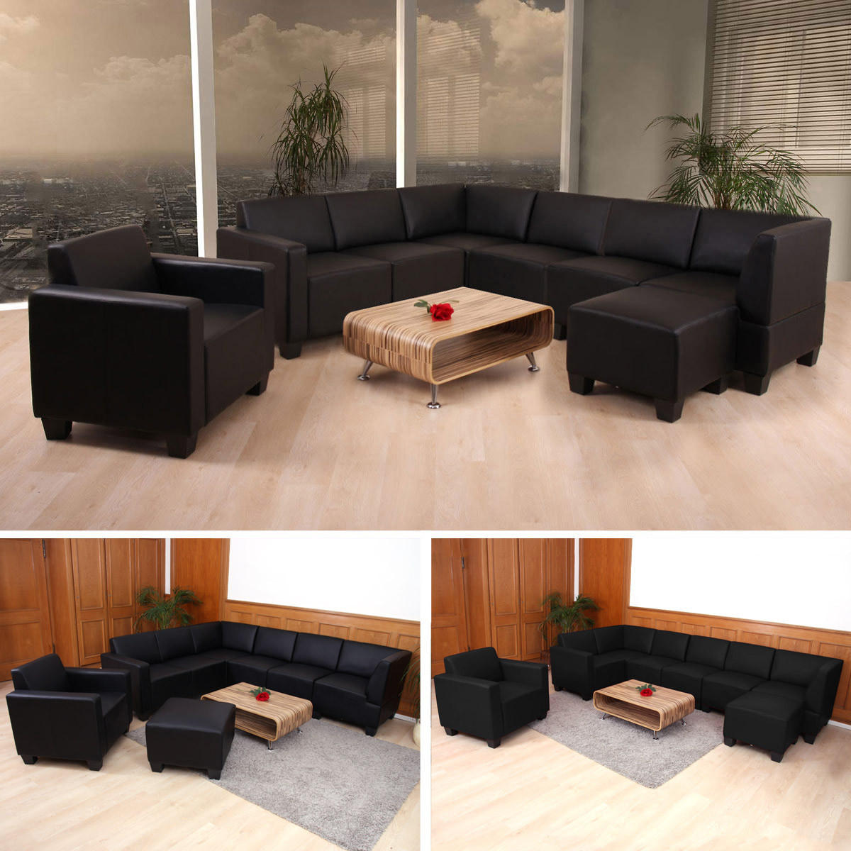 COUCH-GARNITUR Schwarz - Schwarz, Textil (254/76/201cm) - MCW
