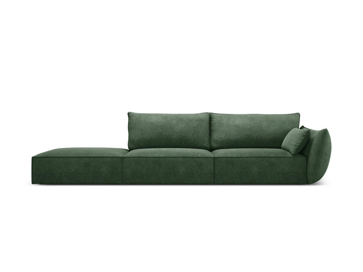 LINKES-SOFA Kaelle aus Chenille-Stoff flaschengrün 4 Sitzplätze - Dunkelgrün, Textil (110/85/264cm) - Micadoni