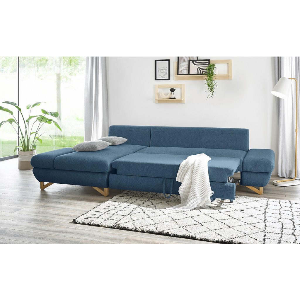 Thumbnail - Furn.Design Ecksofa, Blau, Holz, Textil, Nachbildung, 4-Sitzer, L-Form, Ottomane links, 284x166 cm, Wohnzimmer, Sofas & ...