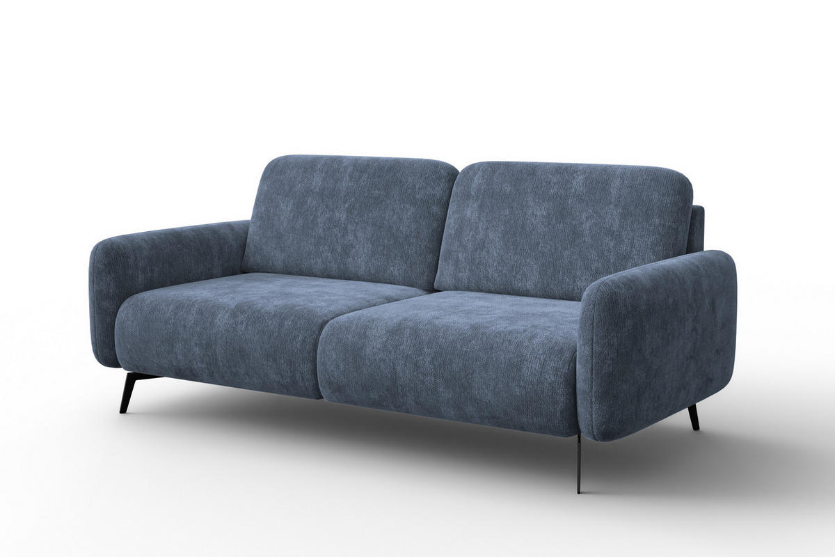 SOFA FEBE 3-Sitzer, marineblauer Chenille-Stoff - Blau/Schwarz, Holz/Textil (190/82/96cm) - Wozimo