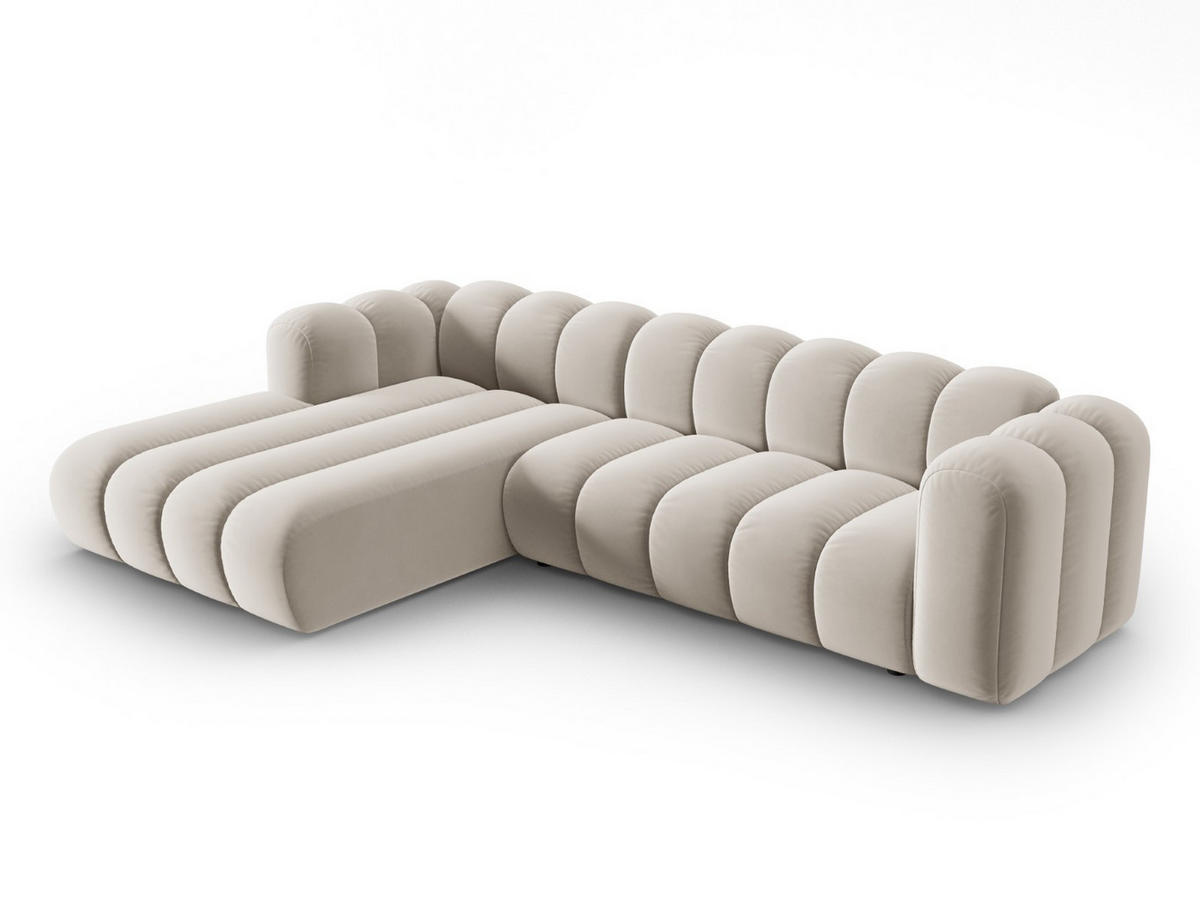 ECKSOFA modular links Lupine aus Samt beige 4 Sitzplätze - Beige, Textil (177/290cm) - Micadoni