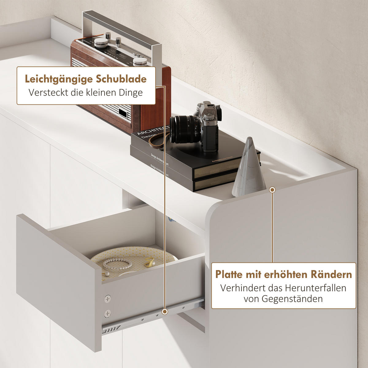 SCHUHSCHRANK mit 4 Tür, Druck zum Öffnen-Design Verstellbaren Ablagen, Schublade - Weiß, Holz/Holzwerkstoff (35/100/120cm) - HOMCOM