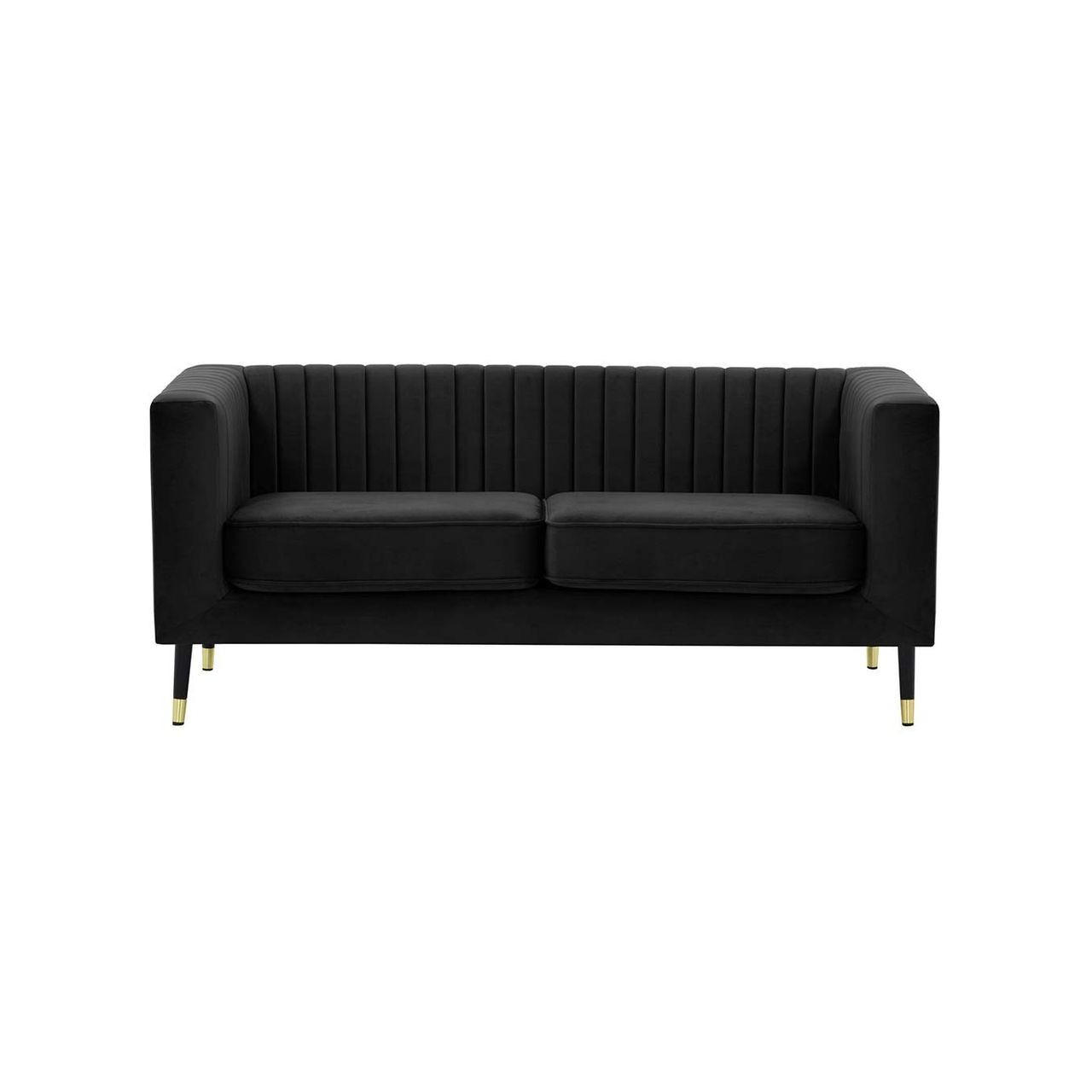 ZWEISITZER-SOFA Slender-Velluto 20 - Schwarz, Holz/Textil (170/71/83cm) - SLF24