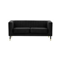 ZWEISITZER-SOFA Slender-Velluto 20 - Schwarz, Holz/Textil (170/71/83cm) - SLF24