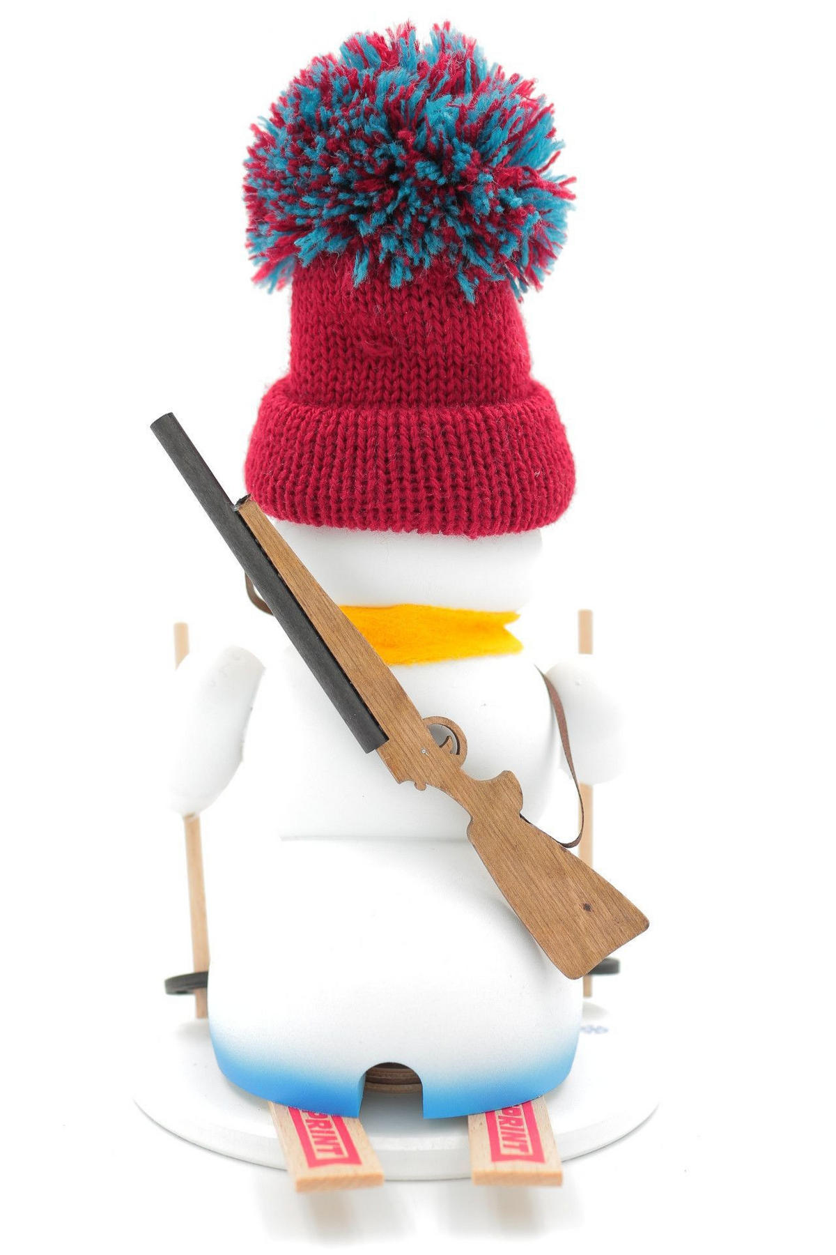 RAUCHFIGUR Schneemann Weiß Biathlon 19 cm - Multicolor, Holz (15/19/0.1cm)
