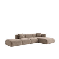 ECKSOFA L-Form Mit Hocker, Velvet-Stoff Bluvel, Latte, Rechts, GRETA - Hellbraun, Holz (386/179cm) - Kaiser Möbel