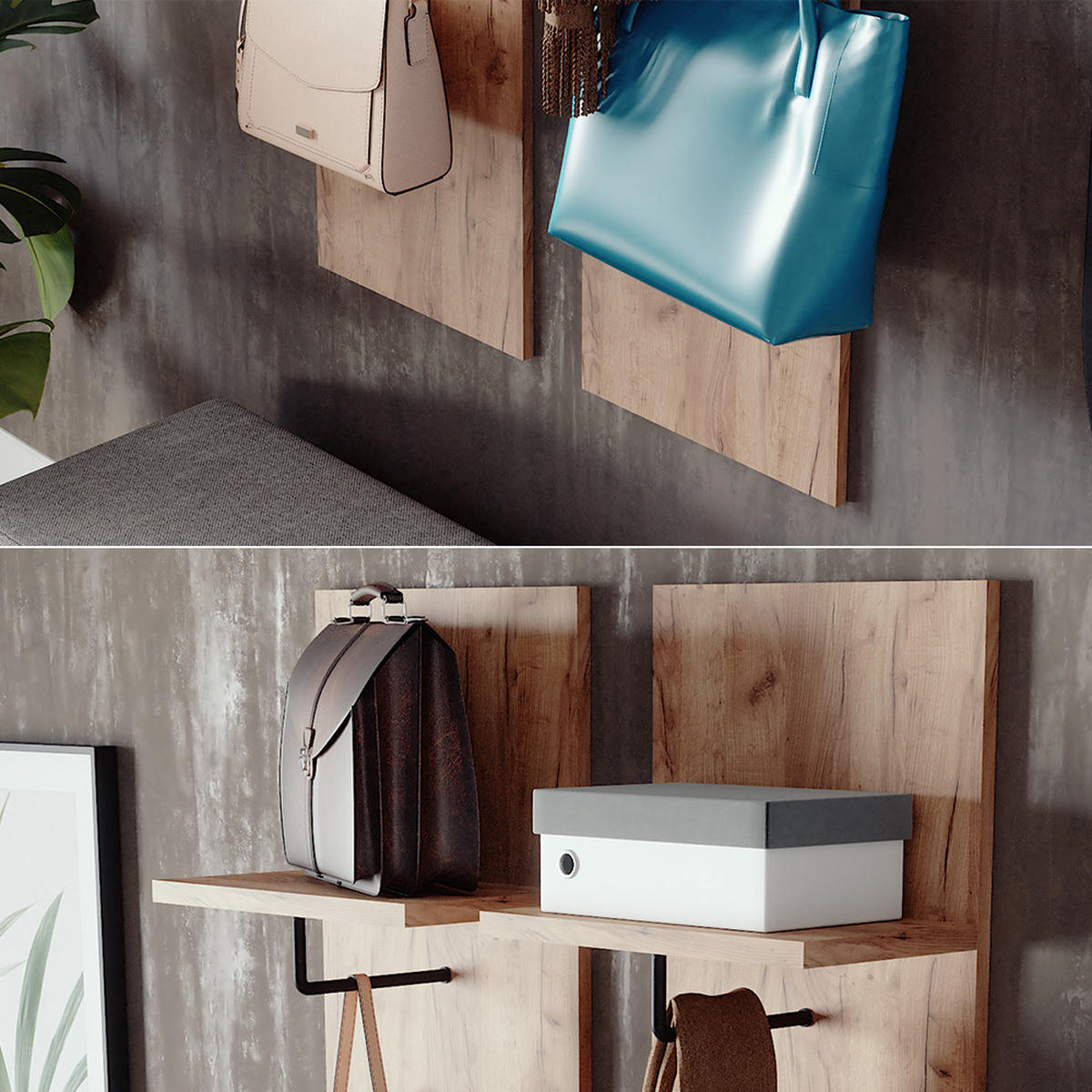 VĚŠÁK NA KABÁTY Siri Zlatý mocný dub - medově dubová, kompozitní dřevo (36/135/21.6cm) - Vicco