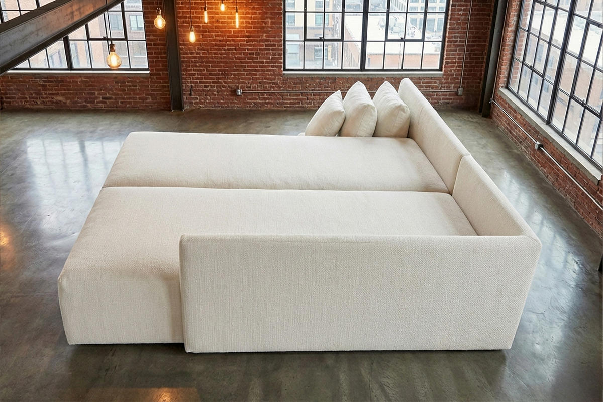 SCHLAFSOFA SADIRA Cremeweiß Flachgewebe - Creme/Schwarz, Kunststoff/Textil (288/89/209cm) - KAWOLA