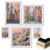 WANDBILDER 5er-Set - 50x50 cm & 20x30 cm & 40x60 cm Weißer Rahmen - New York Paris Oia Warschau Dämmerung - Weiß, Kunststoff (40/60cm) - ArtPrintCave
