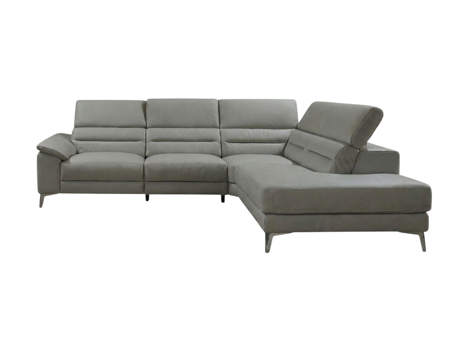 ECKSOFA Tucano Echtleder Perlgrau - Hellgrau, Leder/Metall (258/232cm)