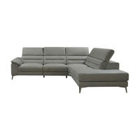 ECKSOFA Tucano Echtleder Perlgrau - Hellgrau, Leder/Metall (258/232cm)