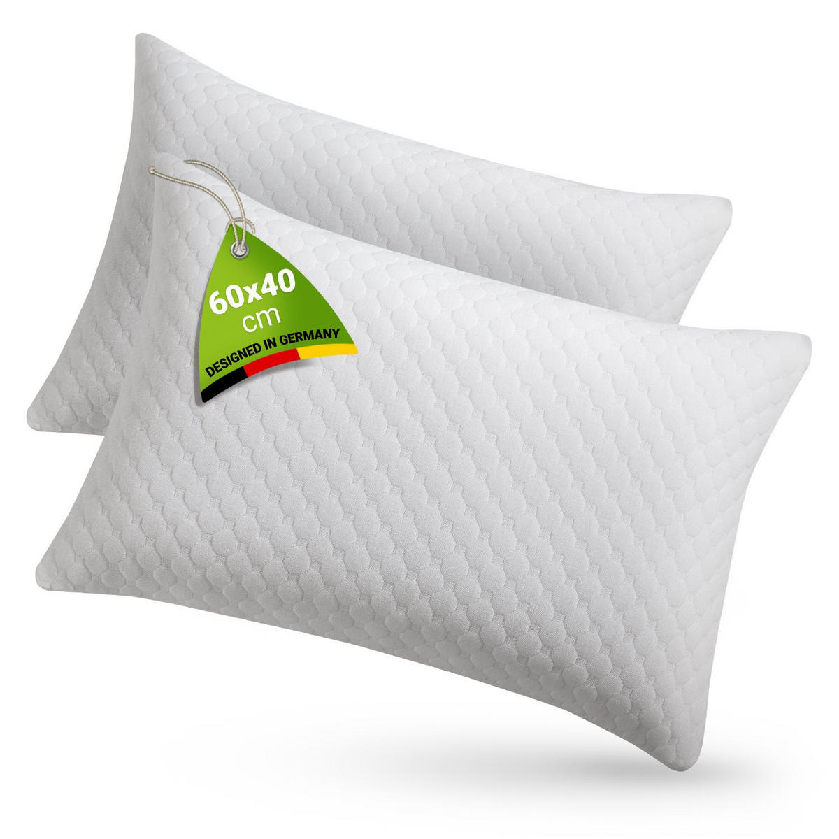 KOPFKISSEN 60x40 cm (2er-Set) - Weiß, Textil (40/60cm) - Juskys