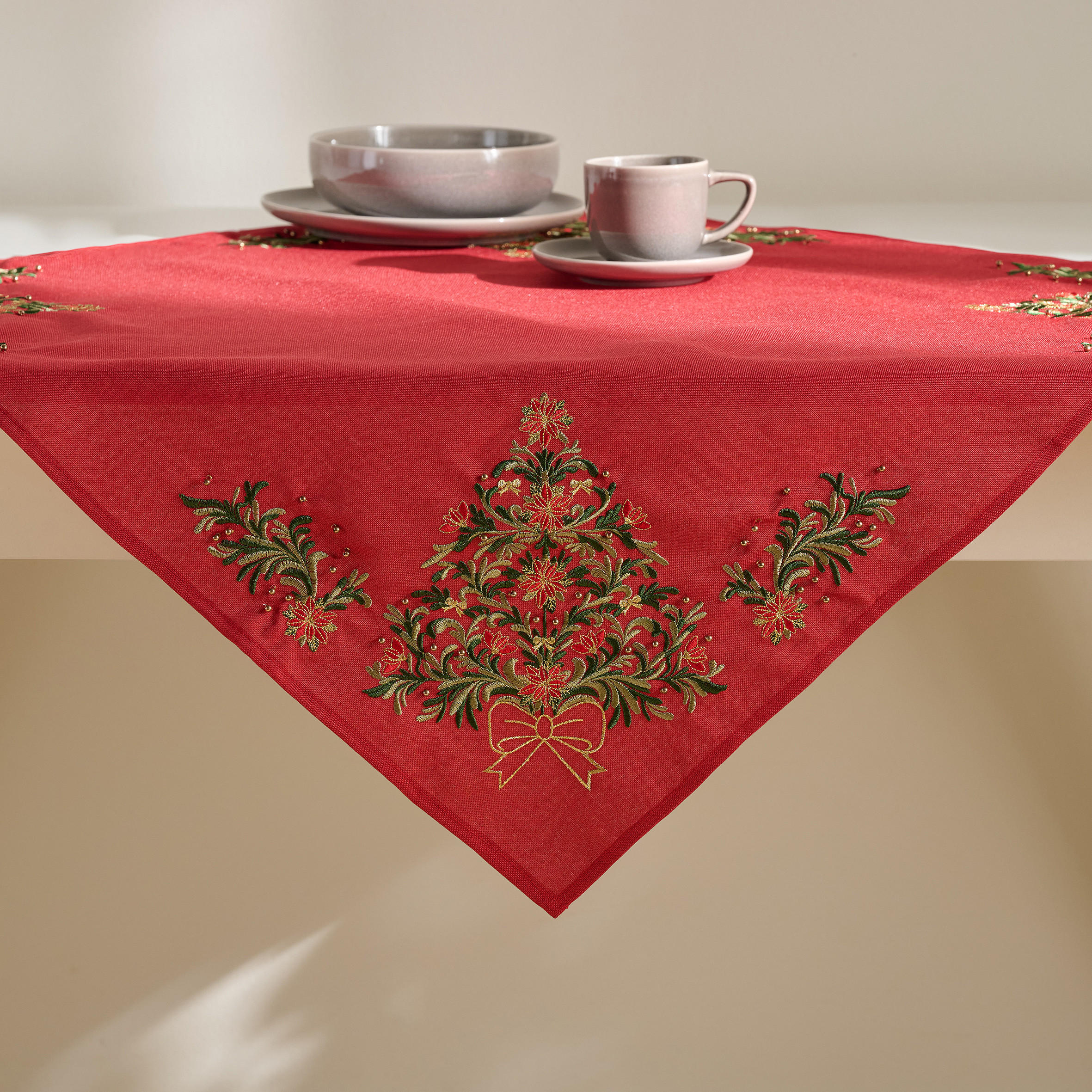 TISCHDECKE Weihnachten Natal, 80x80 cm, Rot - Rot, Kunststoff (80cm) - home&you