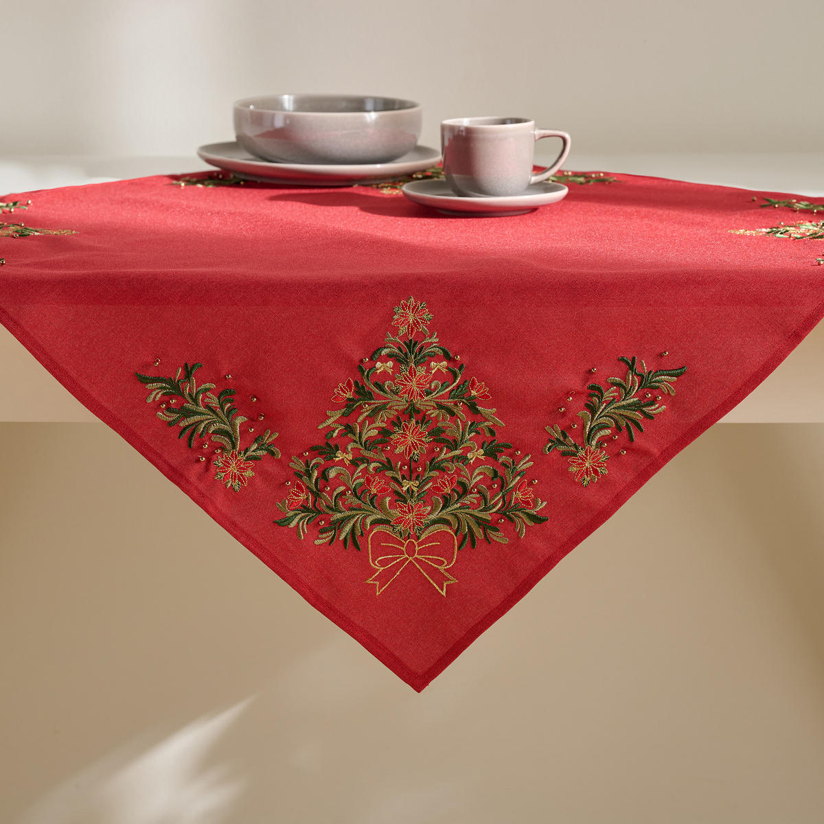 TISCHDECKE Weihnachten Natal, 80x80 cm, Rot - Rot, Kunststoff (80cm) - home&you