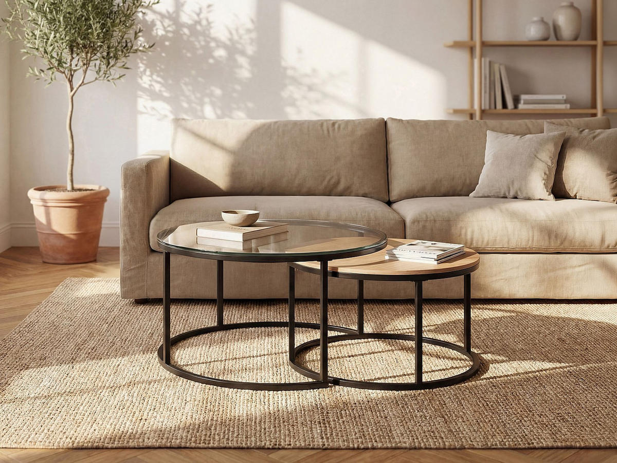COUCHTISCH - 60 cm, 80 cm x 60 cm, 80 cm - glas - transparent, schwarz, naturfarben hell Remina - Transparent, Glas (60/60/45cm) - Vente-Unique