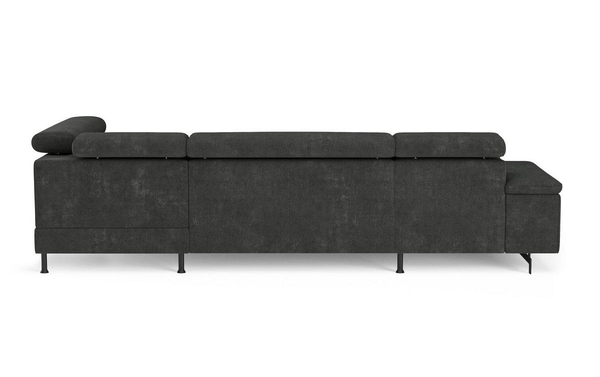 WOHNLANDSCHAFT mit Schlaffunktion und Bettkasten, Orlando-Stoff - Dunkelgrau/Schwarz, Kunststoff/Textil (215/81/328cm) - Cotta