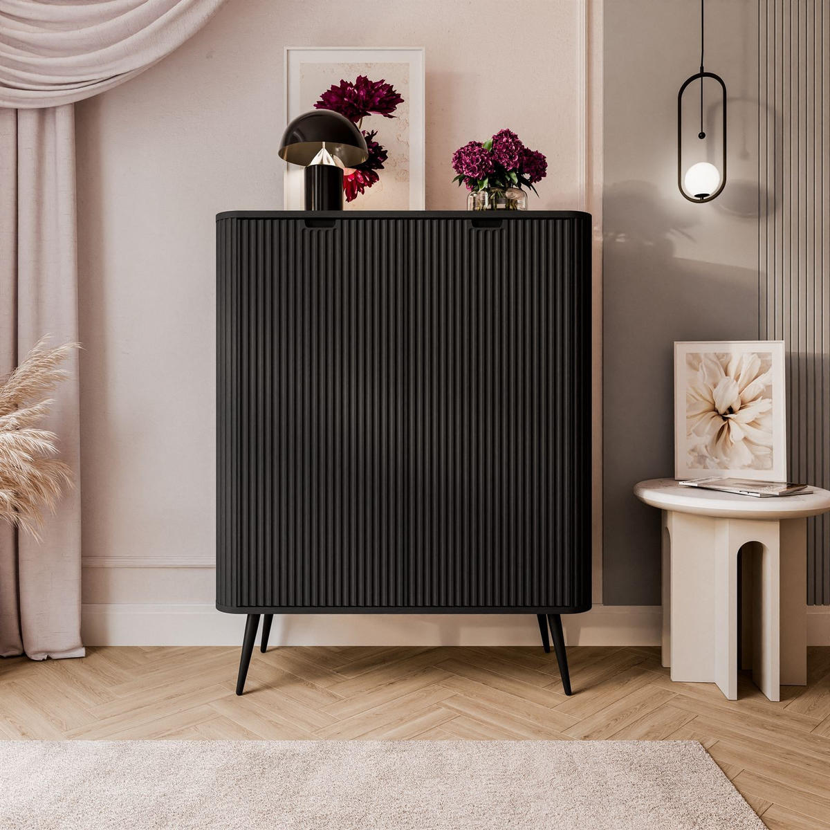 KOMMODE ZAIRA K103 zweitürig Schwarz - Schwarz, Holzwerkstoff (103/129/39cm) - Lookway