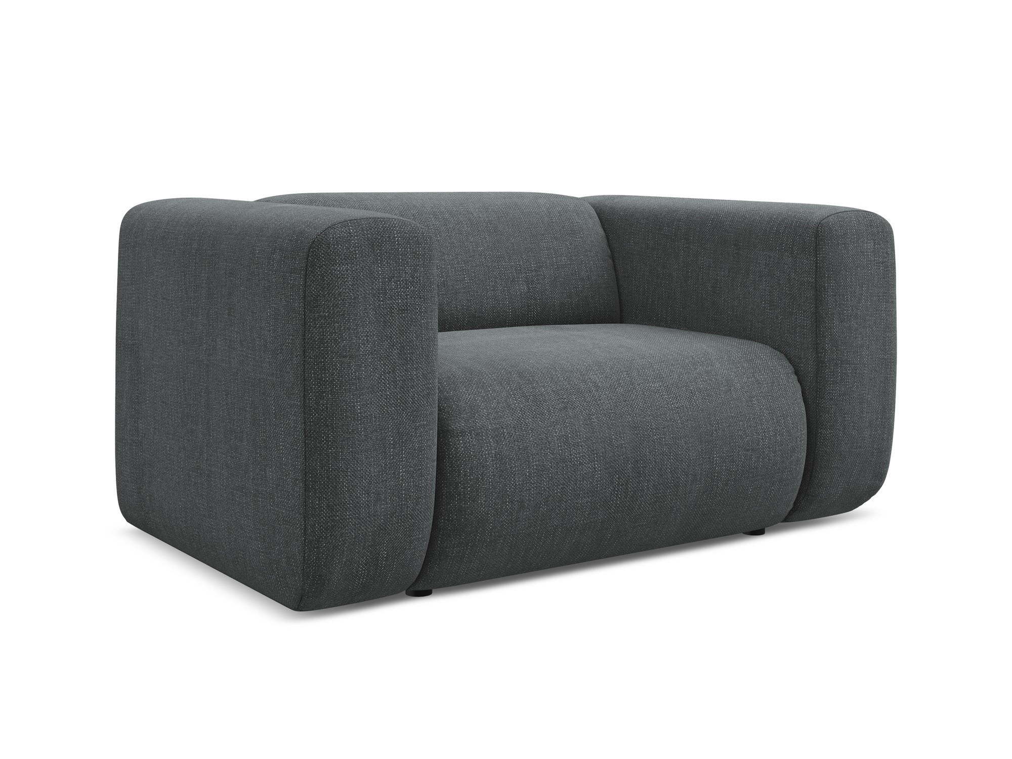 SESSEL Chenille Stoff Grau - Schwarz/Graphitfarben, Kunststoff/Textil (137/70/89cm) - Makamii