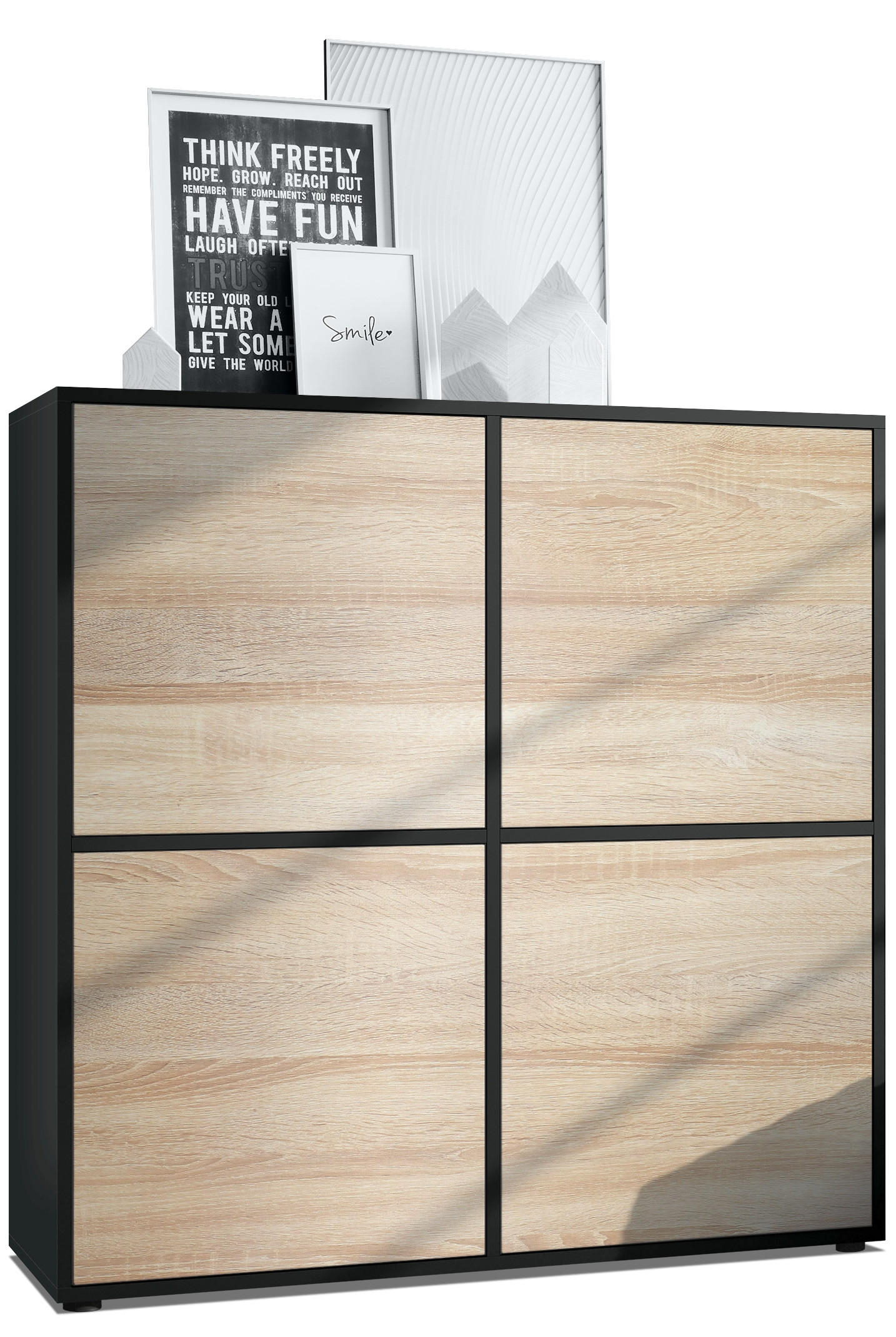 HIGHBOARD Cuba Türen in Eiche sägerau - Eiche San Remo, Holzwerkstoff (104/105.5/35.5cm) - Vladon