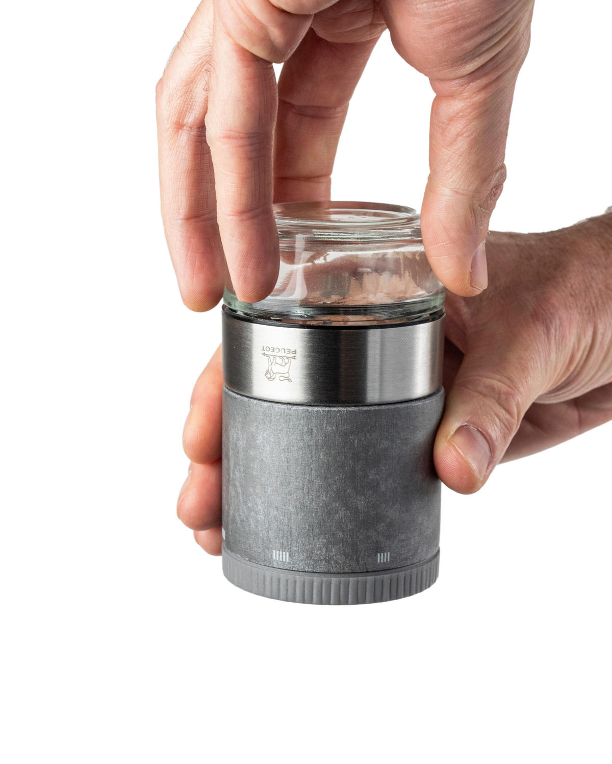 SALZMÜHLE Maestro 11cm inkl. 3 Gläsern Wechselbare Gläser Zirkonia-Mahlwerk - Grau, Holz (6/11/6cm) - PEUGEOT